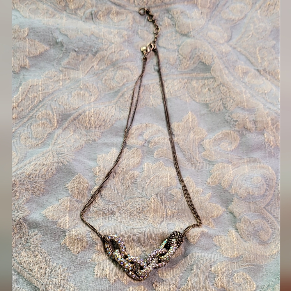 J. Crew Antique Finish Rhinestone Encrusted Chain Necklace